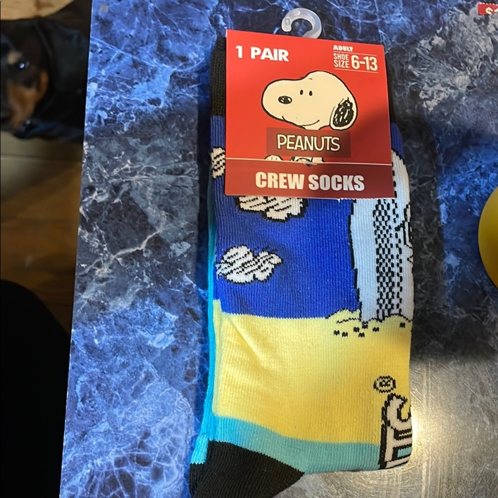 Peanuts Blue and Yellow Casual Socks with Snoopy Design